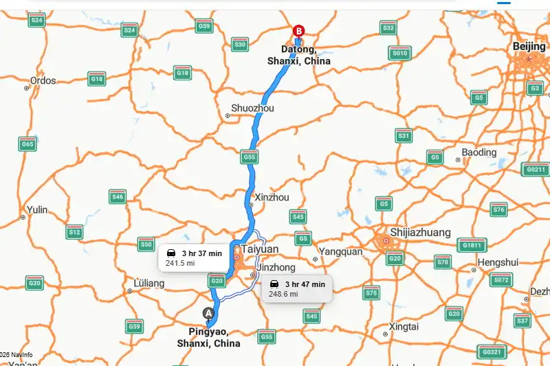 Pingyao to Datong private transfer